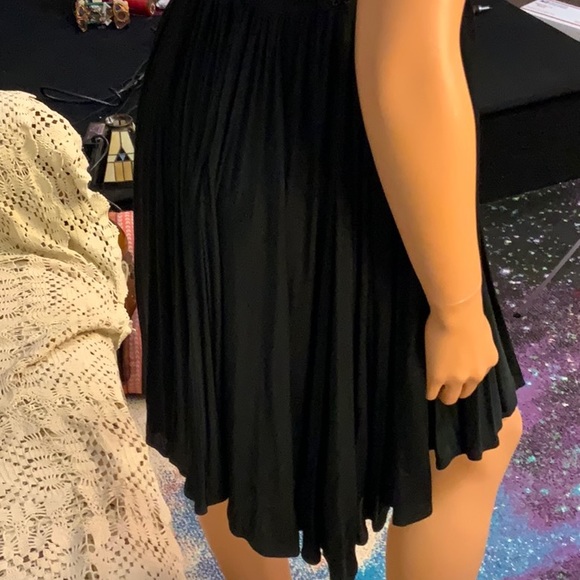 VINTAGE BLACK SEQUIN PLEATED DRESS EMPIRE WAIST SM - Picture 10 of 11